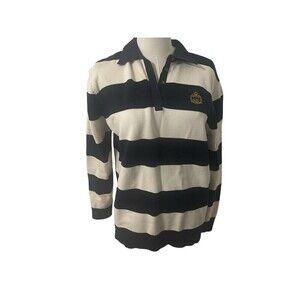 Vintage Lauren Ralph Lauren Blue Striped Buttons Pullover Sweater Size Large Y2K
